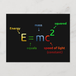 Carte Postale E = MC^2. E égale MC carrée