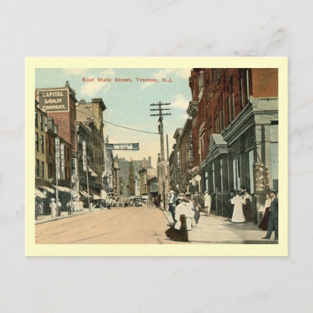 Carte Postale E. State St., Trenton, New Jersey Vintage (Devant)