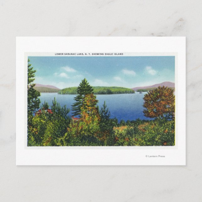 Carte Postale Eagle Island et Lower Saranac Lake View (Devant)