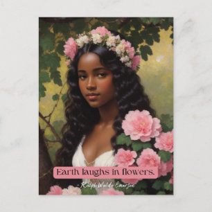 Carte Postale Earth Rire En Fleurs Emerson Citation Floral Art