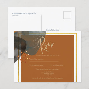 Carte Postale Earth Tones Mariage Terracotta Green Gold Abstrait