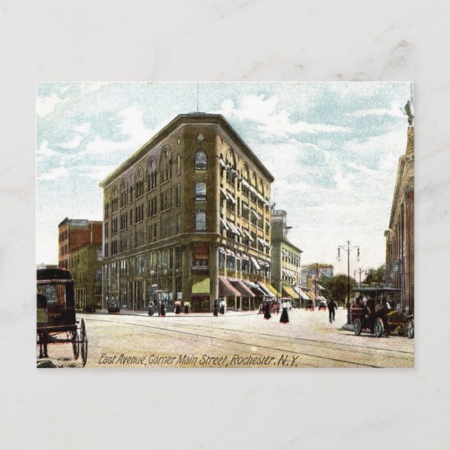 Carte Postale East Ave, coin de Main, Rochester, New York, (Devant)