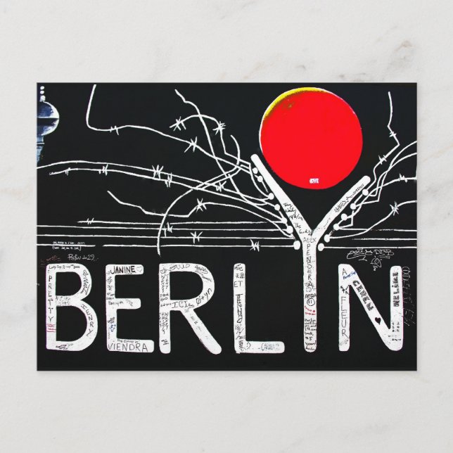 Carte Postale East Side Gallery, Berlin Wall, Barbed Wire/Red Su (Devant)