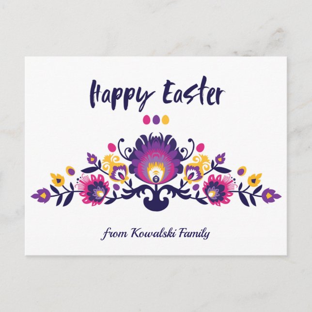 Carte Postale Easter Folklore arrangement Texte personnalisé (Devant)