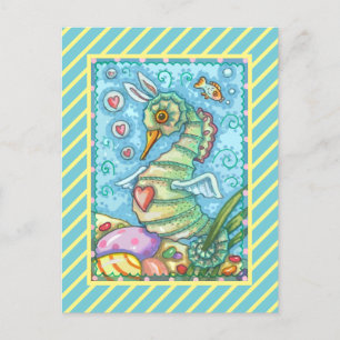 CARTE POSTALE EASTER IMAGINAIRE, PRINTEMPS SEAHORSE VACANCES CAR