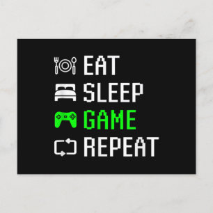 Carte Postale Eat Sleep Jeu Vidéo Répéter jeu amusant