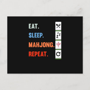 Carte Postale Eat Sleep Mahjong Repeat Mahjong Game Player Games