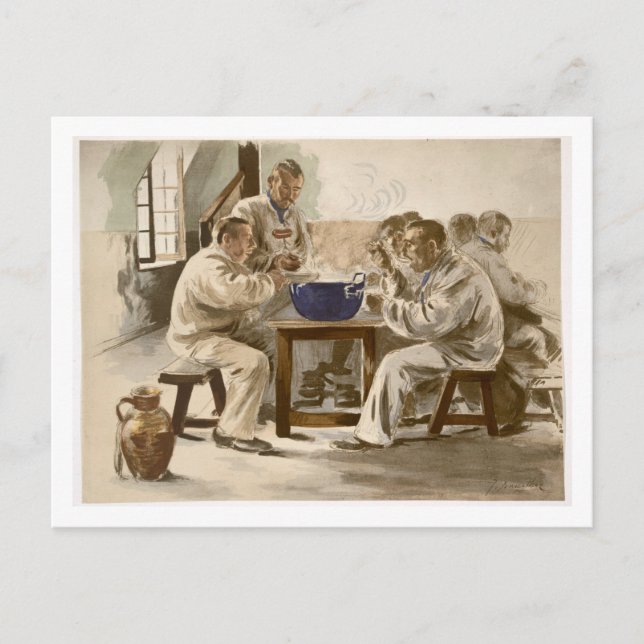 Carte Postale Eating Soup at the Barracks, from 'L'Estampe Moder (Devant)