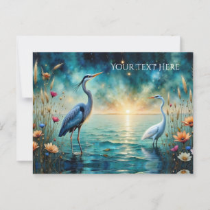 Carte Postale Eau de fleurs d'aigre et de Héron bleu