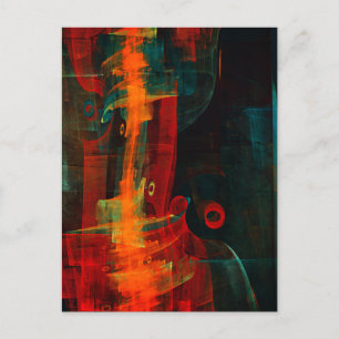 Carte Postale Eau Orange Rouge Bleu moderne Art Abstrait Motif