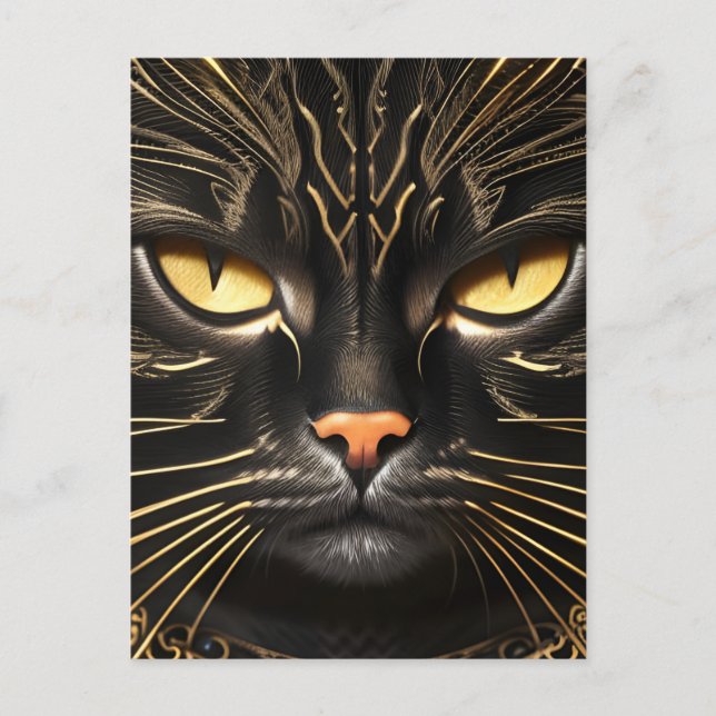 Carte postale Ébène et Chat d'or (Devant)