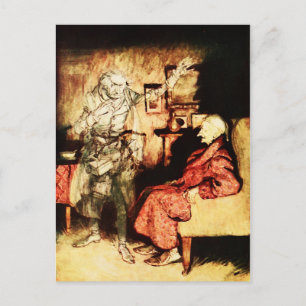 Carte Postale Ebenezer Scrooge Noël Carol Vintage