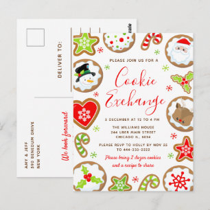 Carte Postale Échange de biscuits de Noël rouge et vert