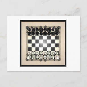 Carte Postale Échecs et pièces d'échecs :