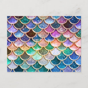 Carte Postale Échelles de Parties scintillant de sirène de print