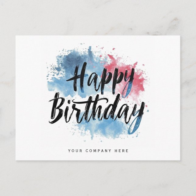 Carte Postale Éclaboussure Colorée Joyeux Anniversaire Entrepris (Devant)