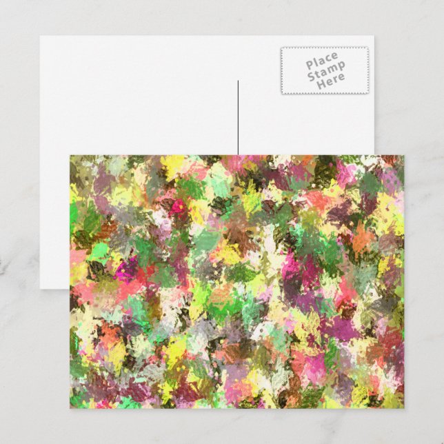 Carte Postale Éclaboussures de peinture Feuilles de couleur auto (Devant / Derrière)