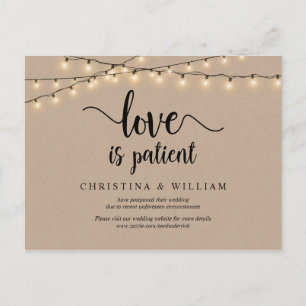 Carte Postale Éclairage à cordes, l'amour est patient, Mariage r