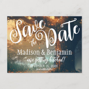 Carte Postale Éclairage des fées de chêne forestier enchanté Dat