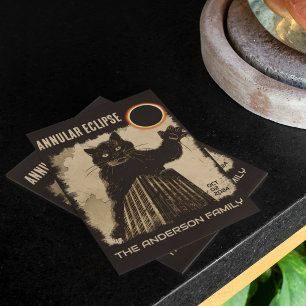 Carte Postale Éclipse solaire annulaire drôle Grand Chat 2 octob