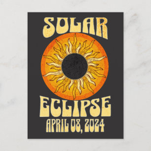 Carte Postale Éclipse solaire rétro Total 8 avril 2024