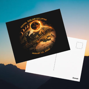 Carte Postale Éclipse solaire totale août 2026 trajectoire de la