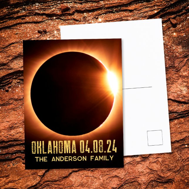 Carte Postale Éclipse solaire totale Oklahoma 2024 Personnalisée (Front/Back)