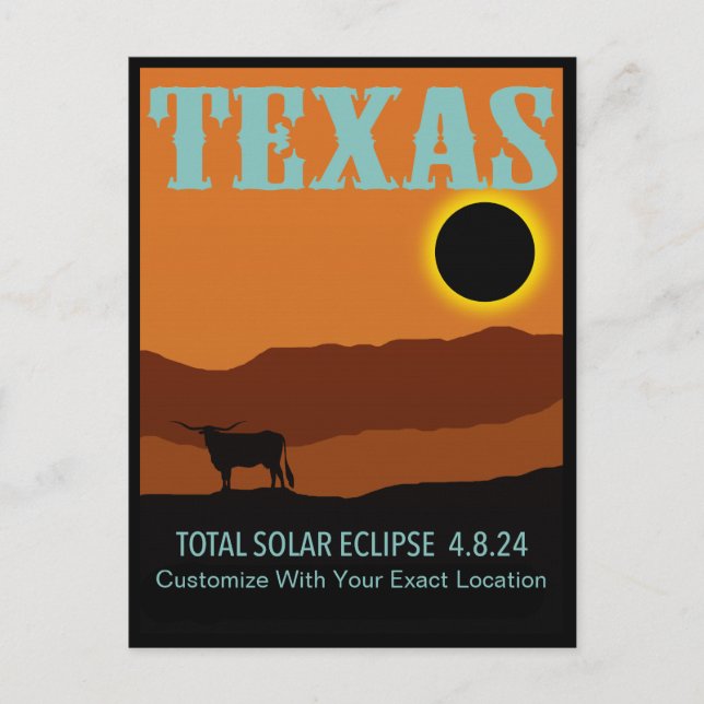 Carte Postale Eclipse Texas PERSONNALISABLE (Devant)