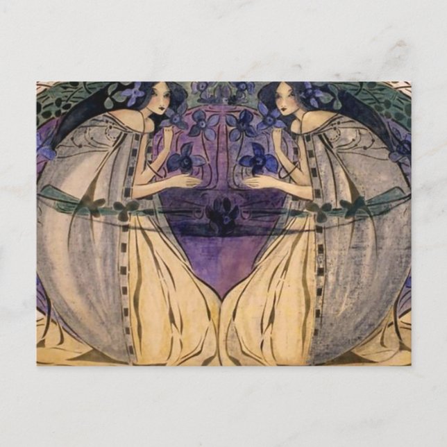 Carte Postale École de Glasgow Frances Macdonald MacNair Printem (Devant)