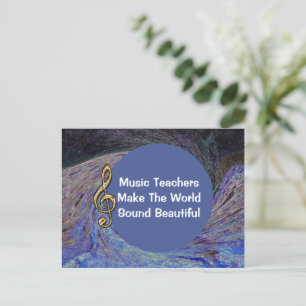 Carte Postale École de musique Merci Blue Spiral Swirl