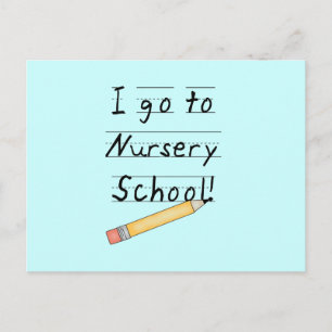 Carte Postale Ecole de Pépinière en Papier Linu et Crayon