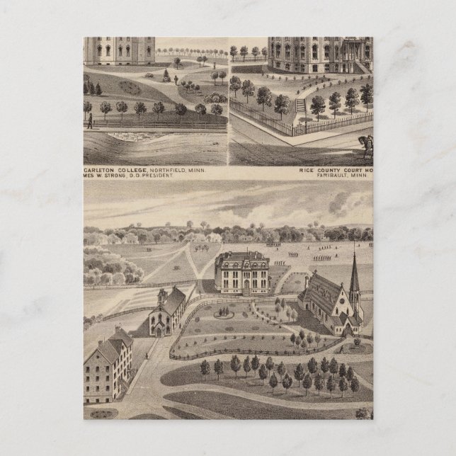 Carte Postale École Shattuck, Faribault Willis Hall, Minnesota (Devant)