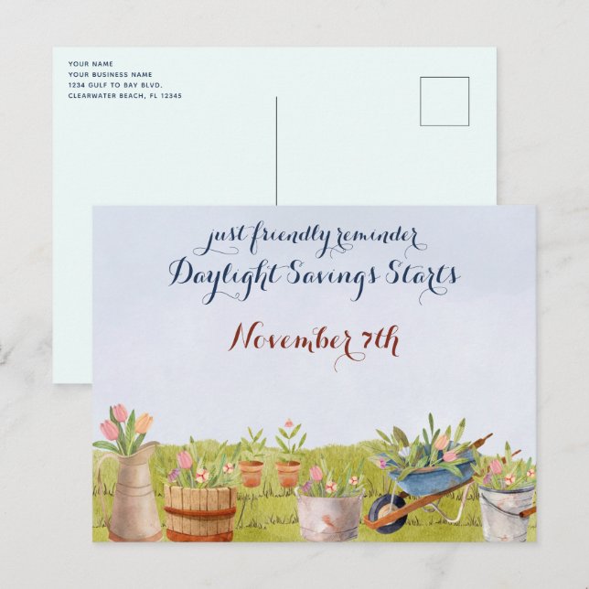 Carte Postale Économie d'été Retour en arrière Rappel Affaires P (Devant / Derrière)