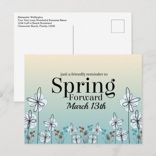 Carte Postale Économies d'avant-printemps (Devant / Derrière)