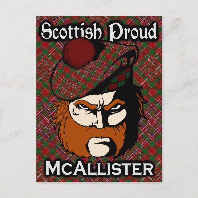 Carte postale écossaise Clan McAllister Tartan (Devant)