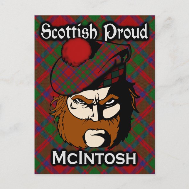 Carte postale écossaise Clan McIntosh Tartan (Devant)