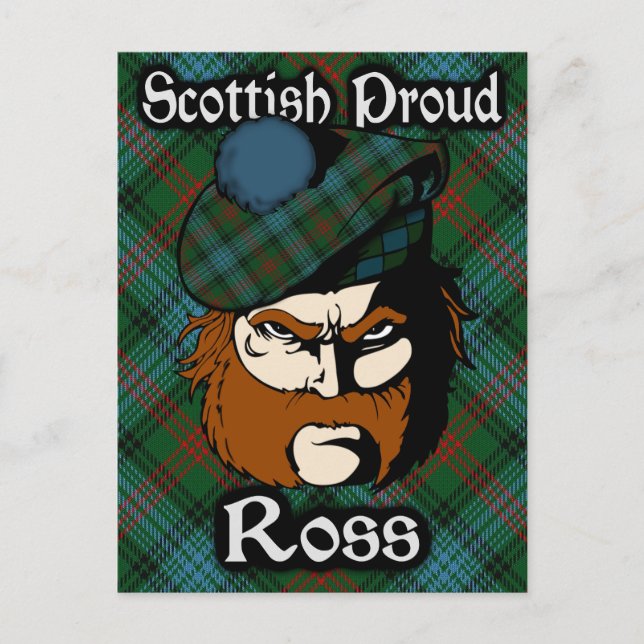 Carte postale écossaise Clan Ross Tartan (Devant)