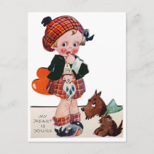 Carte postale écossaise Retro Vintage Valentine (Devant)