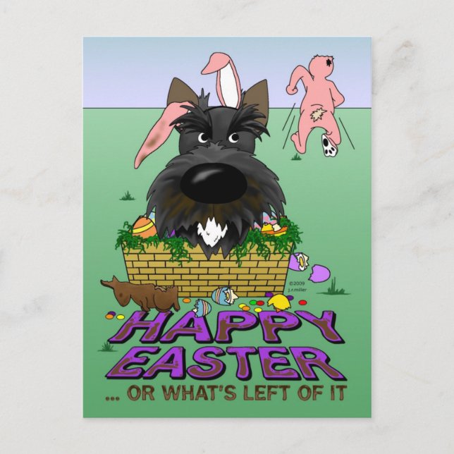 Carte postale écossaise Terrier Happy Easter (Devant)