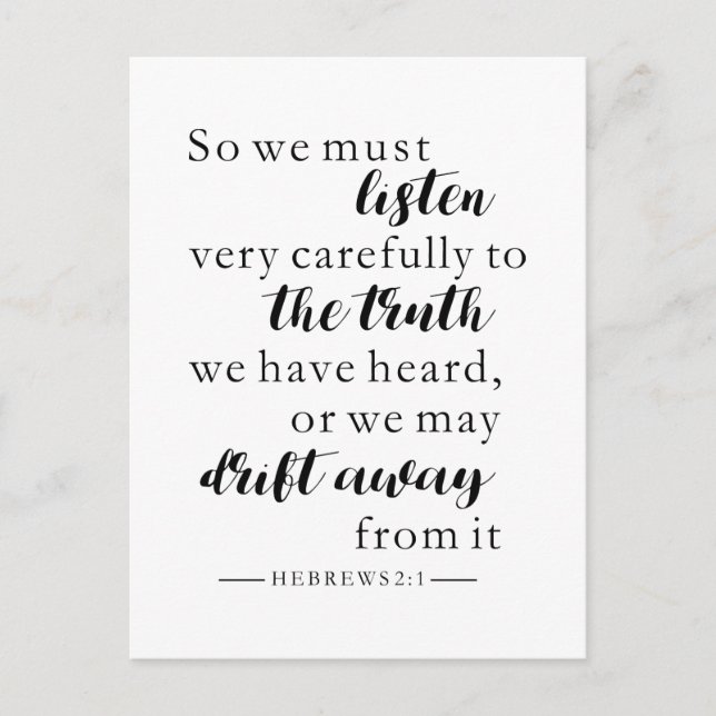 Carte Postale écouter la vérité hébreux chrétiens (Devant)