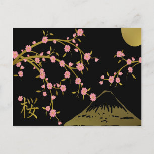 Carte Postale Écrans Rose Sakura Gold Black Japanese