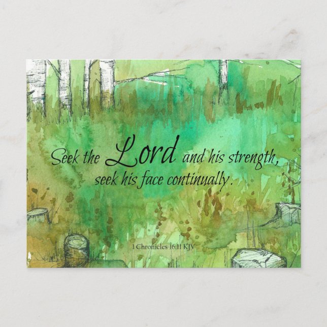 Carte Postale Écriture 1 Chroniques 16:11 Bible Verse Forest (Devant)