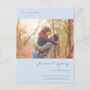 Carte Postale Écriture Bleue Douce Couple Photo Mariage