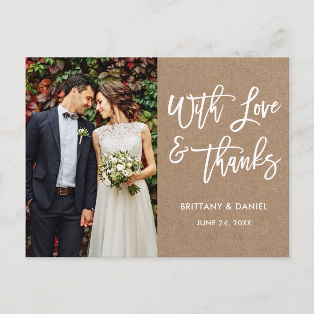 Carte Postale Écriture Brosses Moderne Mariage Amour et Remercie (Devant)