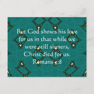 Carte Postale Écriture d'amour de Dieu Citation Romains 5:8