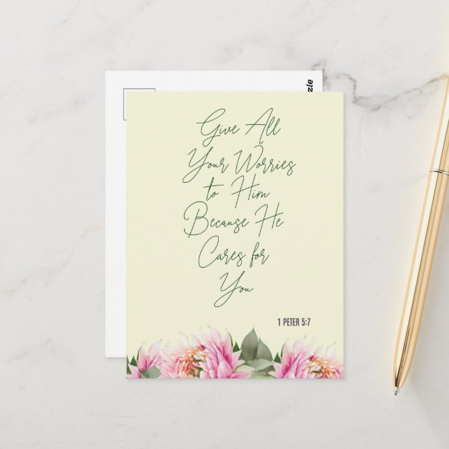 Carte Postale Écriture florale (Devant/Arrière en situation)