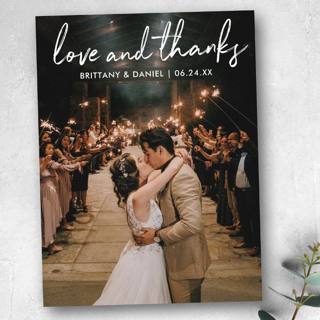 Carte Postale Écriture Manuscrite Amour Merci Mariage (Customize to change your personalized text size or text style.)