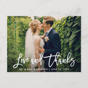 Carte Postale Écriture Pinceau Mariage Photo Amour et Remercieme