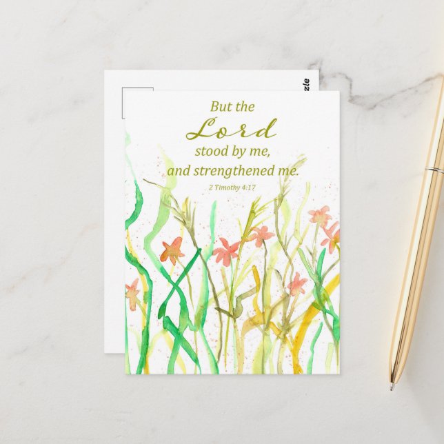 Carte Postale Écriture Religieuse 2 Timothy Bouquet Fleur sauvag (Devant/Arrière en situation)