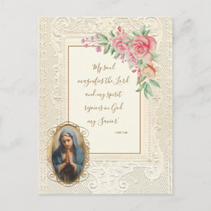 Carte Postale Écriture Religieuse Verse Vierge Marie Florale